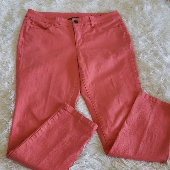 Christopher & Banks Signature Slimming Cropped Ankle Jeans, Pink Size 6 Stretch - Picture 2 of 4